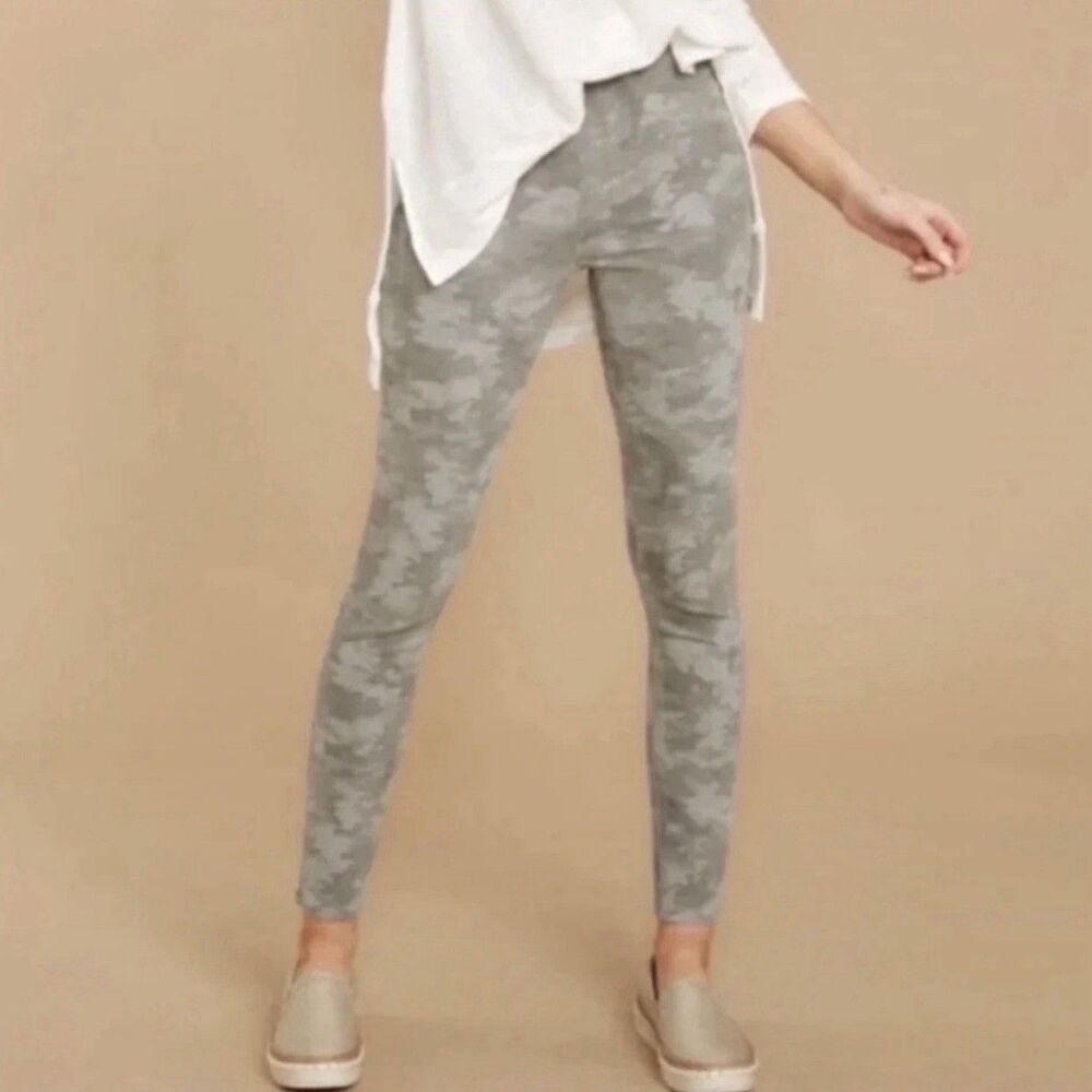 Spanx Jean-ish Ankle Leggings Gray Camo High Rise Jeans, Women's size S